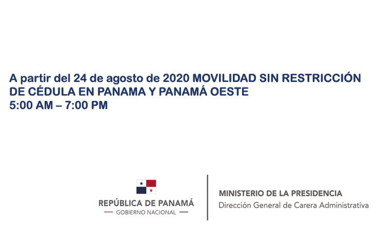 A partir del 24 de agosto de 2020 MOVILIDAD SIN RESTRICCIÓN